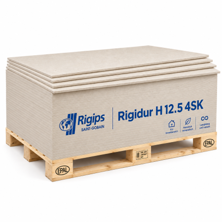 Placa din ipsos armat Rigips Rigidur H 12.5 4SK, tip GF-C1-I-W2, 12.5 x 1200 x 2400 mm